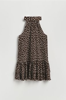 Reserved - Міні сукня в горошок - темно коричневий - 694HS-89X