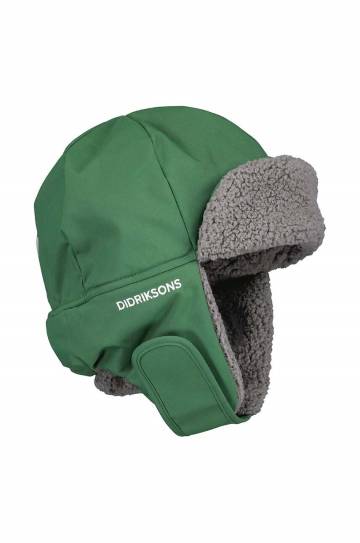 Детская шапка Didriksons BIGGLES CAP цвет зелёный Детская шапка Didriksons BIGGLES CAP цвет зелёный