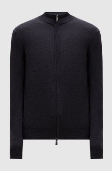 Серый меланжевый кардиган из шерсти мериноса