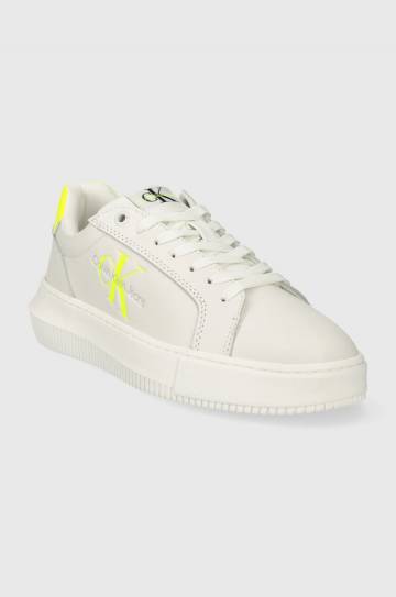 Кожаные кроссовки Calvin Klein Jeans YW0YW00823 CHUNKY CUPSOLE MONOLOGO W цвет белый Кожаные кроссовки Calvin Klein Jeans YW0YW00823 CHUNKY CUPSOLE MONOLOGO W цвет белый