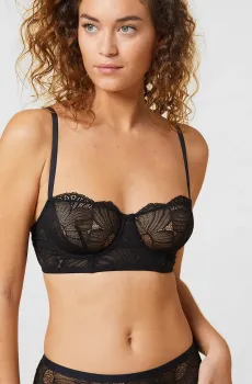 Женский черный бюстгальтер-балконет мягкая чашка FLEXI LACE Черный 80D Etam 6536570
