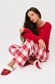 Тапочки з штучним хутром - червоний