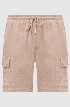Бежевые шорты-карго из льна