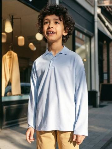 Поло з довгими рукавами - блакитний