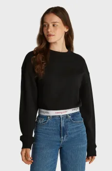 Женский черный свитшот TJW BOXY CRP TAPE CREW EXT Черный M Tommy Jeans DW0DW19402