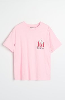 Бавовняна футболка з принтом 101 Dalmatians - пастельний рожевий