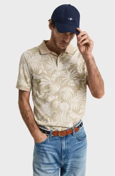 Мужское бежевое поло с узором PRINTED Бежевый XXL Gant 2014038