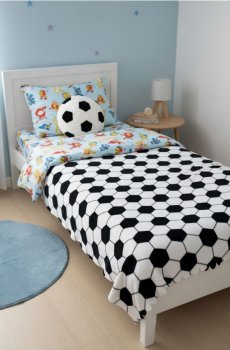 Покривало на ліжко з футбольним мотивом - чорний
