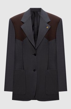 Серый жакет из шерсти и мохера