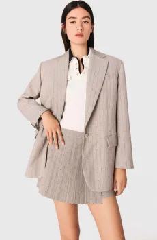 Женский серый жакет в полоску Серый 42 MAJE MFPVE00688_Light Grey