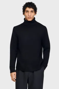 Мужской черный шерстяной гольф Черный L Sandro SHPTR00516_Black