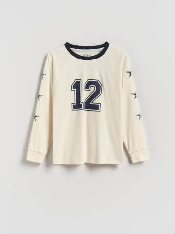 Reserved - Бавовняний лонгслів - кремовий - 036FI-01X