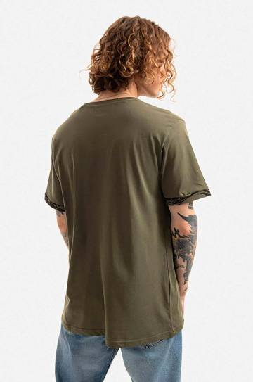 Хлопковая футболка Alpha Industries цвет зелёный однотонный 106509.634-green Хлопковая футболка Alpha Industries цвет зелёный однотонный 106509.634-green