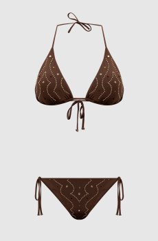 Коралловый купальник с кристаллами