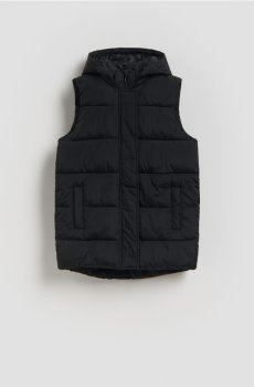 Reserved - Стьобаний жилет із каптуром - чорний - 421HR-99X