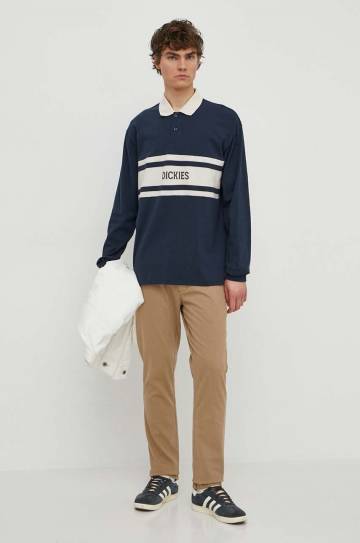 Хлопковый лонгслив Dickies YORKTOWN RUGBY LS цвет синий узорный DK0A4YRA Хлопковый лонгслив Dickies YORKTOWN RUGBY LS цвет синий узорный DK0A4YRA