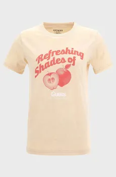 Женская бежевая футболка RN FRUITS TEE Бежевый M Guess W3GI24.I3Z14