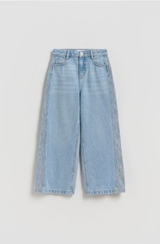 Reserved - Джинси super wide leg з мереживом - синій - 323HN-50J