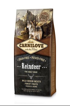 Сухой корм для взрослых собак всех пород Carnilove Reindeer с олениной и кабаном, 12 кг
