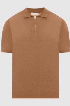 Коричневое поло из льна и шелка