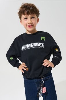 Бавовняний світшот crewneck з вишивкою Minecraft - чорний