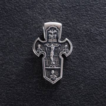 Крестик из серебра (чернение) "Распятие. Архангел Михаил" 13353 Крестик из серебра (чернение) "Распятие. Архангел Михаил" 13353