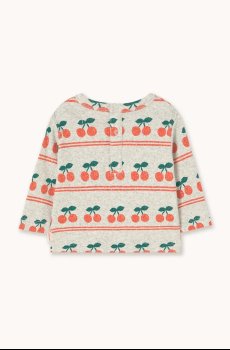 Хлопковый лонгслив для младенцев Tinycottons CHERRY PATTERN RIB BABY TEE