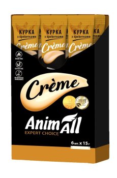 Лакомства для кошек AnimAll Creme с курицей и креветками, 6*15 г