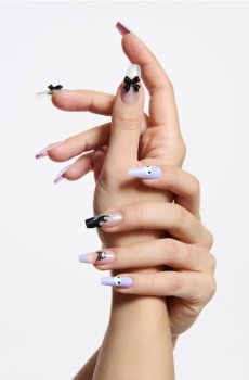 Штучні нігті типу балерина Kuromi - Фіолетовий