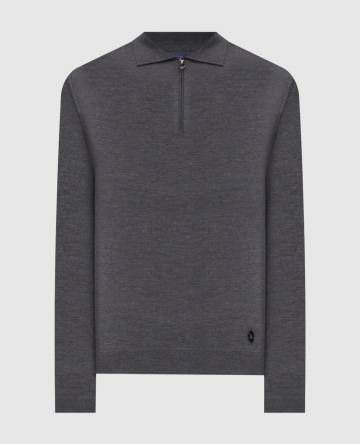 Серое поло из шерсти, кашемира и шелка