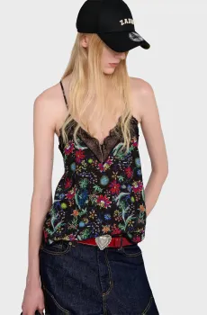 Женский топ с узором Christy Разноцветный M ZADIG&VOLTAIRE WWCR01317_ENCRE