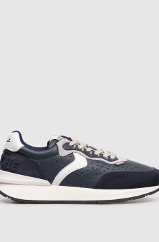Синие кожаные кроссовки QWARK EASY