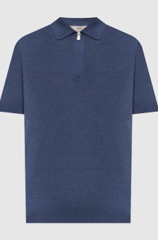 Синее поло из шелка
