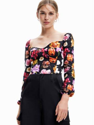 Desigual Боді MONSIEUR CHRISTIAN LACROIX Veneze 23SWQW03 Чорний Slim Fit Desigual Боді MONSIEUR CHRISTIAN LACROIX Veneze 23SWQW03 Чорний Slim Fit