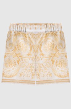 Белые шорты из шелка в принт