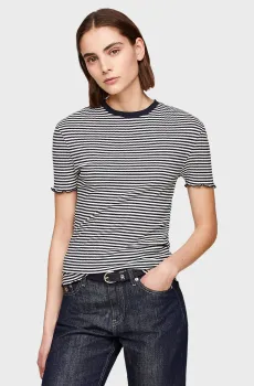 Женская футболка в полоску SLIM CTN MODAL RIB STP C-NK SS Разноцветный S Tommy Hilfiger WW0WW41190