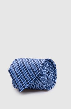 Голубой галстук Luxury из шелка в геометрический узор