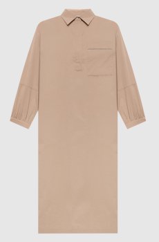 Бежевое платье-рубашка с цепочкой мониль