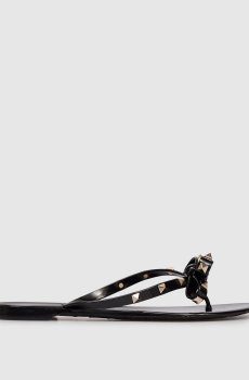 Черные шлепанцы Rockstud с бантом