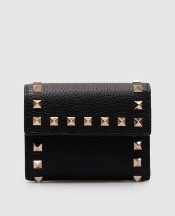 Черный кожаный портмоне Rockstud