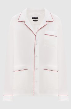 Белая рубашка из шелка в пижамном стиле