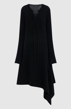 Черное асимметричное платье Serafino из шерсти