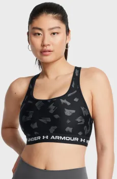 Женский черный топ с узором UA Crossback Mid Print Черный XS Under Armour 1361042-009