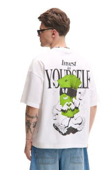 Cropp - Біла футболка з принтом - білий