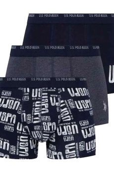 Трусы-боксеры мужские U.S. Polo Assn. 80338, Navy/Navy Melange/Printed, размер L, 3 шт
