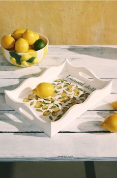 Декоративна таця з мотивом лимонів - різнобарвний
