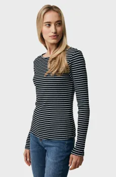 Женский черный лонгслив в полоску Черный M Mexx MF007807641W
