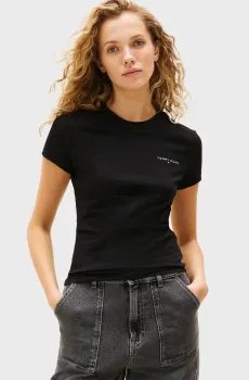 Женская черная футболка TJW SLIM LINEAR Черный XS Tommy Jeans DW0DW21164