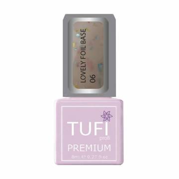 База для гель-лака Tufi profi Premium Lovely Foil Base с фольгой, 06 Сладкий миндаль, 8 мл База для гель-лака Tufi profi Premium Lovely Foil Base с фольгой, 06 Сладкий миндаль, 8 мл