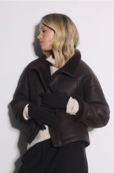 Reserved - Замшеві рукавички - темно коричневий - 497FE-89X